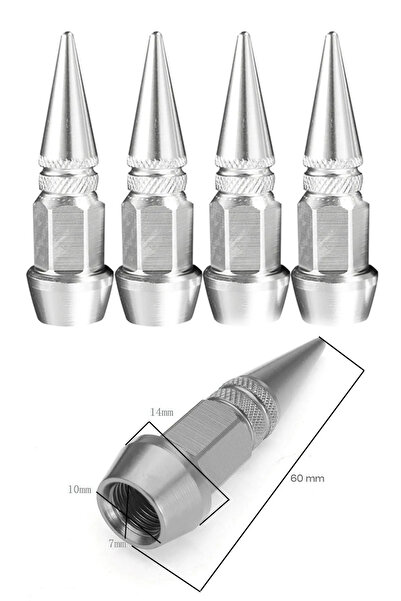 OTODONATIM Oto Araba Sibop Kapağı Seti Metal Sivri 4'lü Set Krom 60 Mm