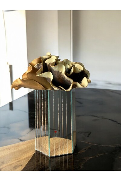 BeQ Home Vază hexagonală cu oglindă argintie 20 cm Vază decorativă cu oglindă...