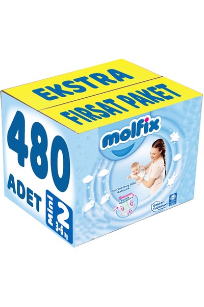 Molfix حفاضات أطفال مقاس: 2 (3-6 كجم) صغيرة 480 قطعة عبوة إضافية
