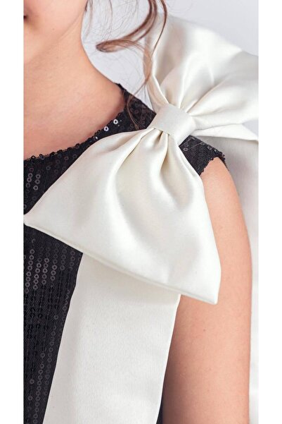 Tarz Çocuk Glittering Sequin Bow Detailed Girl's Dress