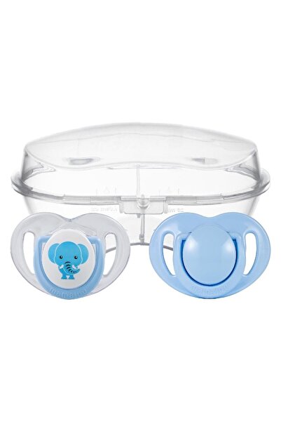 Mamajoo Ortodontik Damaklı Emzik, Mavi Fil, 12 Ay, Emzik Saklama & Sterilizasyon Kutulu