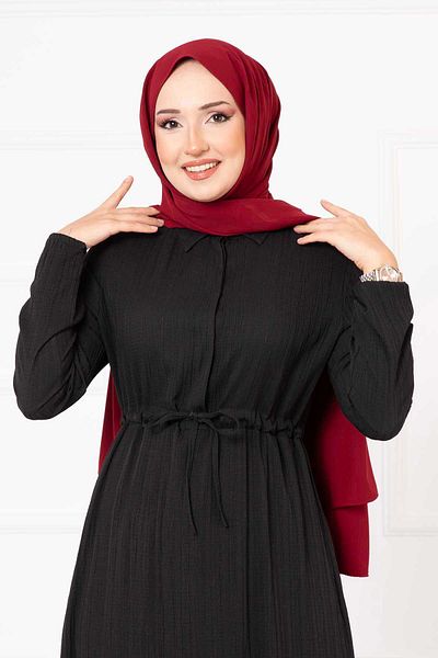 EBRUTESETTÜR Half Button Waist Drawstring Dress