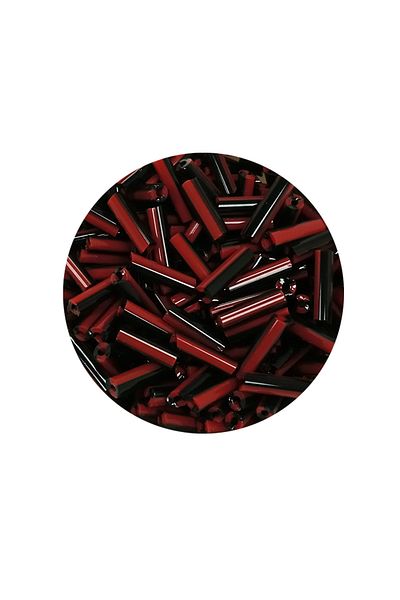 STUMBANNG Long Tube Cutting Beads Diameter 2mm Length 10mm - 60 Grams - Red Black - Bnc291