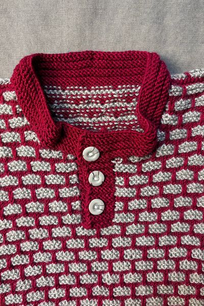 Uretti - Tuğba 9352 Hand Knitted Gray - Claret Red Boy's Sweater - 7 -8 Years