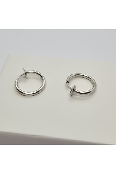 Set Stainless Steel Compression Fake Perforation Free (12 mm) Hoop Earrings (Thickness:1 mm)