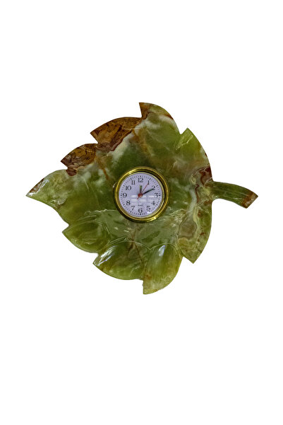 hediye "Onyx Natural Stone Leaf Model Wall Clock - Stylish and Natural Home D...