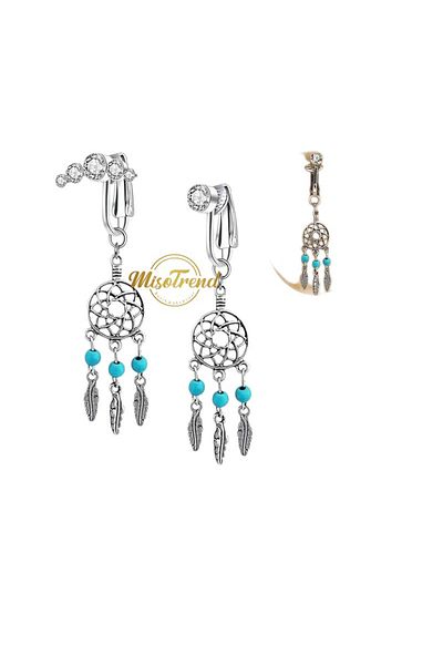 miso aksesuar takı Dream Catcher Dangle Fake Belly Piercing, No Hole Needed No Hole Belly Piercing