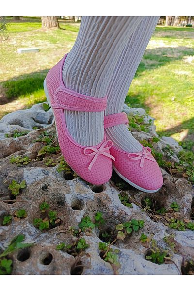 NewOneMall Pantofi de balerină cu talpă ortopedică confortabilă cu velcro pentru fete