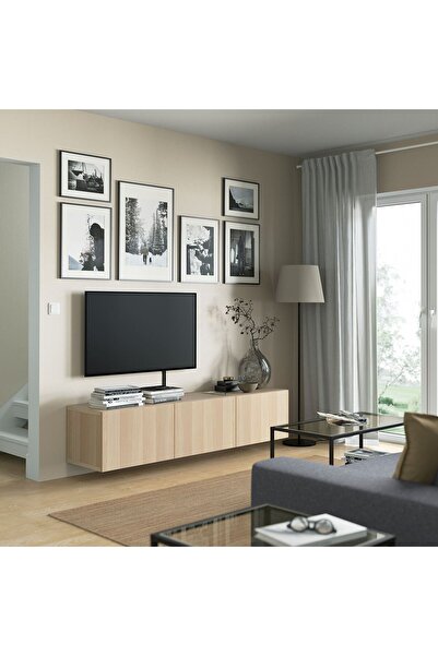 IKEA tv sehpası, ağartılmış meşe görünümlü, 180x42x38 cm, LAPPVIKEN