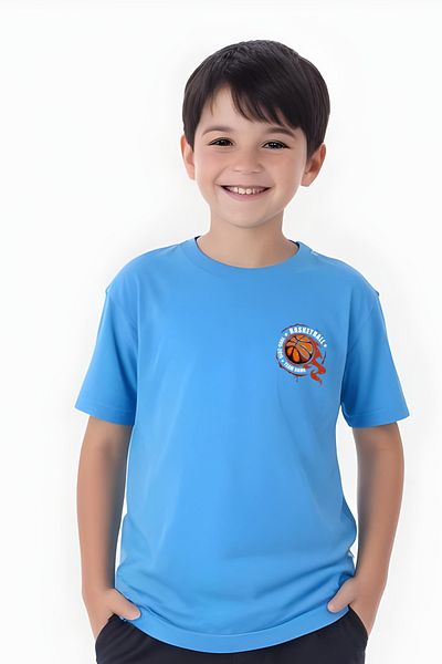 FYK COLLECTİON Tricou cu mânecă scurtă pentru băiat cu imprimeu Burning Ball
