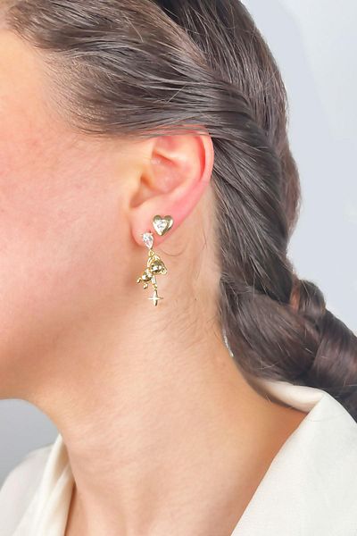 Sose Moda Xuping Teddy Bear Earrings - Gold Color