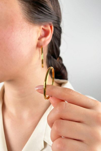 Sose Moda Gold 4cm Steel Hoop Earrings