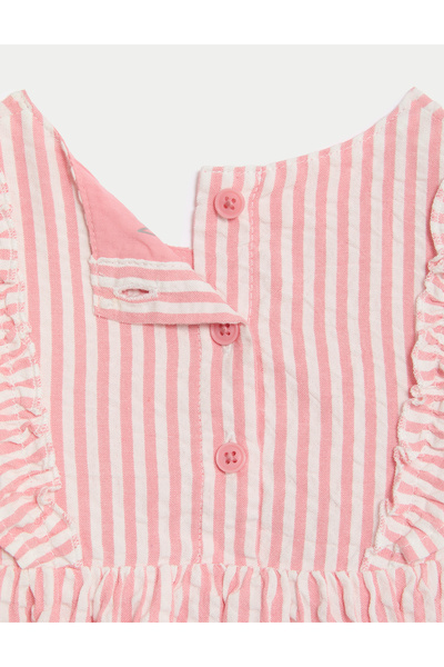 Marks & Spencer Saf Pamuklu Çizgili Elbise (0-3 Yaş)