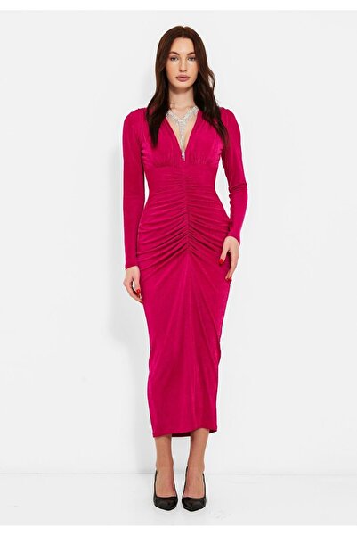 MODATALİKA Modatalika Kadın Önden Büzgülü Tasarım Abiye Elbise