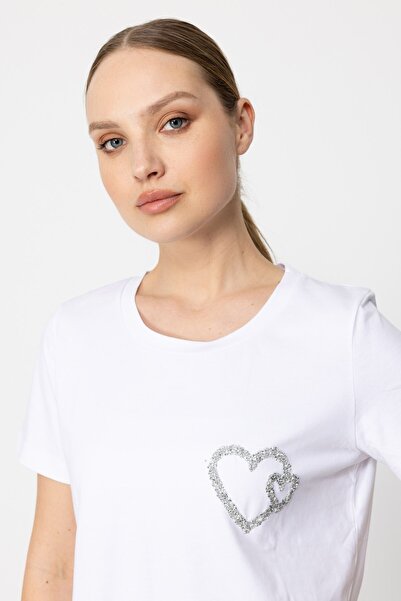 ON Футболка з круглим вирізом і каменем на грудях