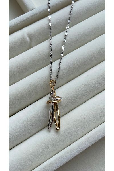 Gizem Eren Couple Necklace with Steel Hugs