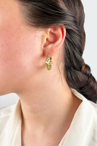 Sose Moda 2cm Wide Gold Hoop Serrated Earrings