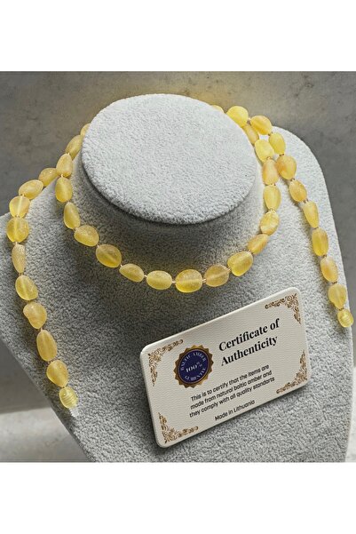 Alturki Tesbih Yetişkin Şifa Kaynağı Cilasız Orijinal Sertifikalı Damla Kehribar Kolye