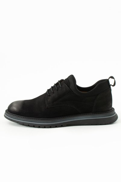 Güvener Classic Black Nubuck Men's Shoes