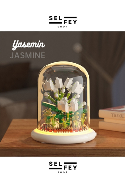 SelFey Yapı OyuncakModel Fanuslu Yasemin Çiçeği Gece Lambası