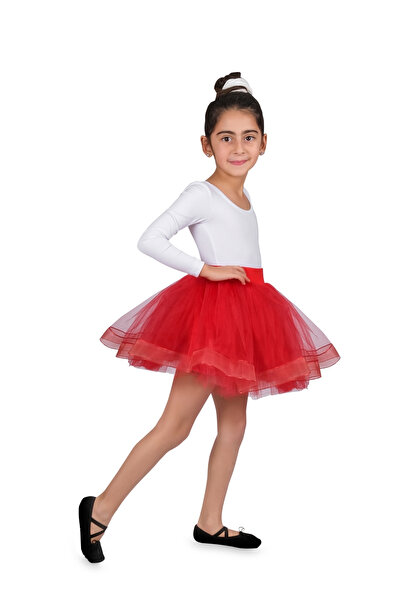 LULLY KİDS Girl's Red Costume Skirt with Tulle/Tutu 4-Layer Lining Suitable for October 29Th/April Show Use