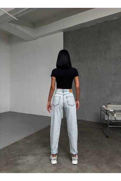 LİMABEL Mystery Milano Clara Mary Twin Mom Jean Lycra Pantaloni de jeans spălat cu zăpadă (NOU)