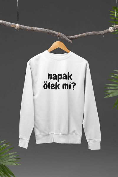 qoeuyl boutique Napak Μέντα; Φούτερ με στάμπα Fun Gift Crew Neck