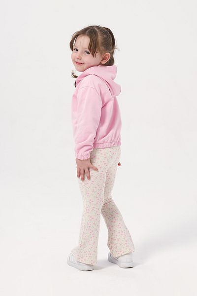 Minipodyum Girls' Three-Piece Set with Cardigan Printed T-Shirt and Leggings