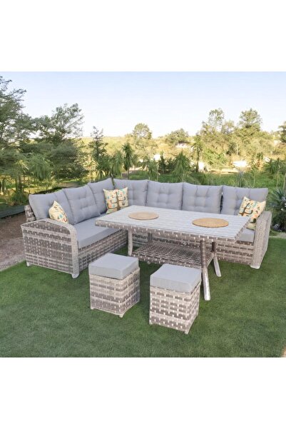 ReHome Aria | Rehome Rattan İki Puflu L Köşe Takımı | 708