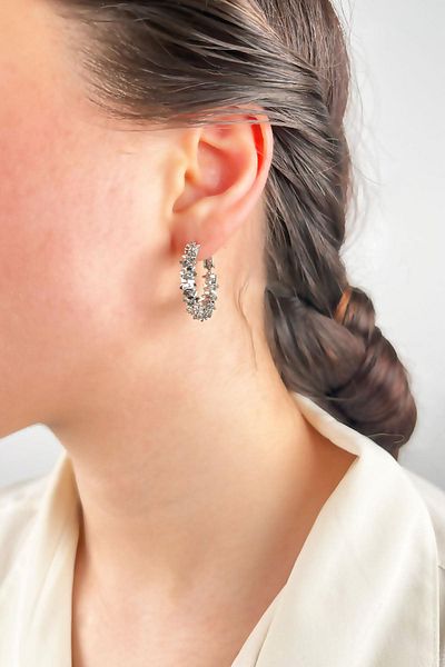Sose Moda 2cm Silver Hoop Serrated Earrings