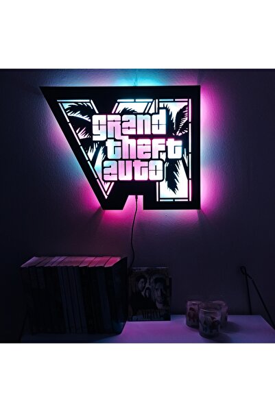 FOREVHOME GTA VI Palmiye Detaylı Led Işıklı Tablo
