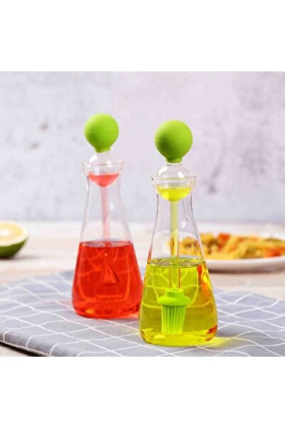 Elemental Kitchen موزع زيت زجاجي مع فرشاة سيليكون ميريديان دريب 300 مل