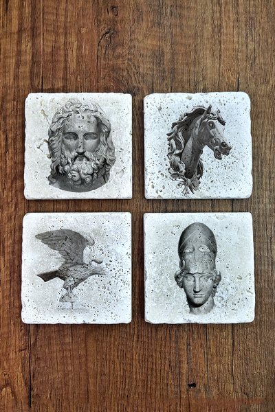 Begoloni Stone Decor قاعدة أكواب من الحجر الطبيعي تحت عنوان الأساطير اليوناني...