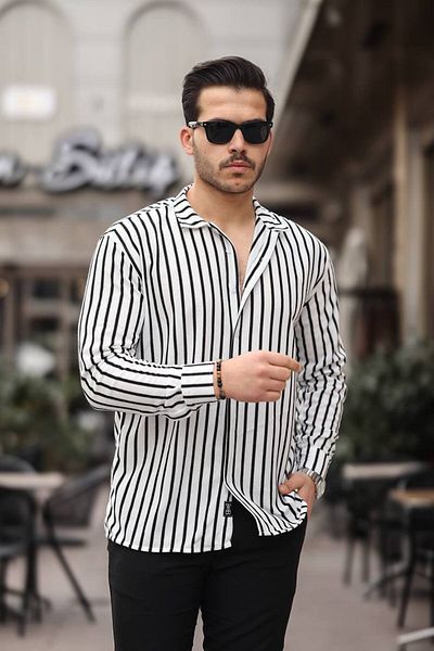 CAN Men's Striped Waffle Shirt