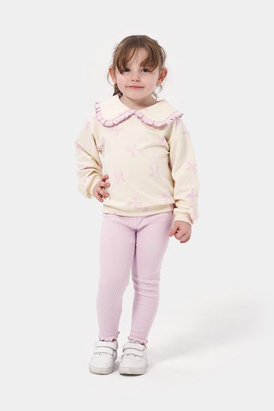 Minipodyum Girl's Printed Ruffled Baby Collared Tights Double Set