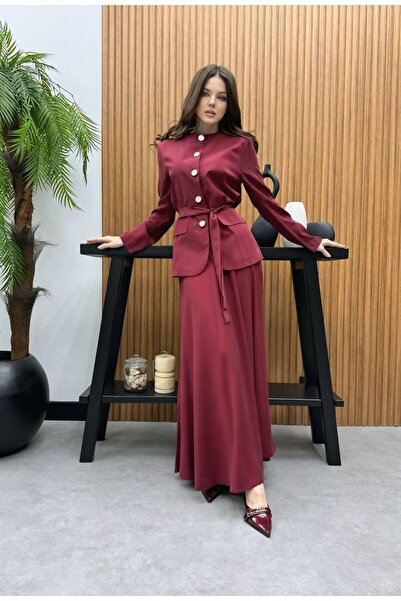 Cardella Premium Tncl Set of Two - Jacket and Skirt with Button Detail, Hijab Matching