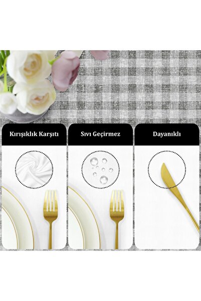 Evim Canvas Plaid Liquid Proof Stain Resistant Tablecloth Dark Gray