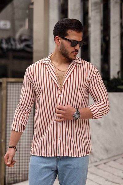 CAN Men's Striped Waffle Shirt