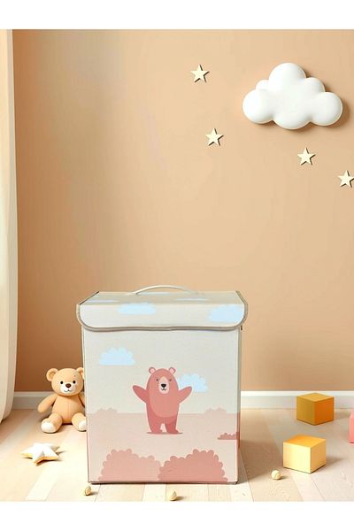 HomyJRs Little Bear Multipurpose with Lid Toy Laundry Storage Box Folding Organizer 30X40X50