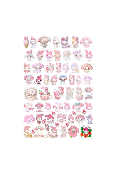 Ororabutik Σετ αυτοκόλλητων Hello Kitty 64 τμχ - My Melody Kawaii Stickers Scrapbook Bullet Journal