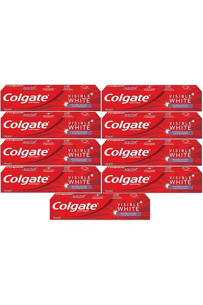 Colgate معجون أسنان 75 مل أبيض مرئي/بيضاء مرئية (مجموعة من 9)