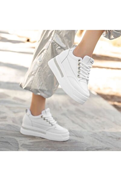 LABRONA Kadın Yüksek Tabanlı Bağcıklı Yürüyüş Ayakkabısı 6 Cm Taban Boyu