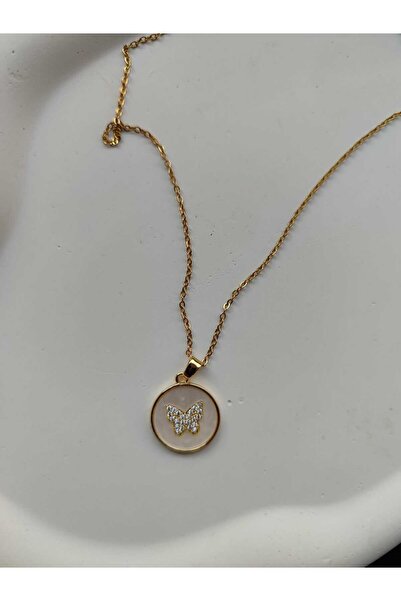 lavantebutik قلادة على شكل فراشة من حجر الزركون المطلي بالمينا واللؤلؤ مطلية ...