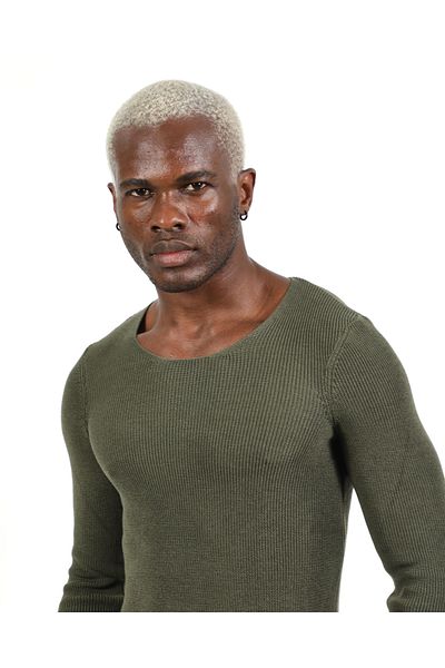 elkumoda Мъжки плетен пуловер Slim Fit - естествен памук, не се образуват топчета, стилен и удобен плетен материал