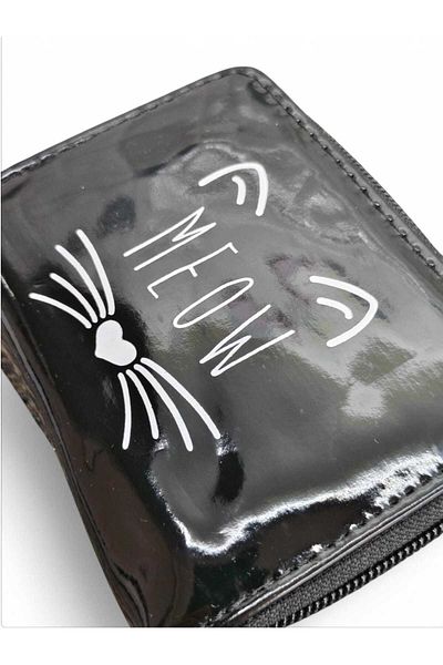 LEXA Hologram Meow Printed Black Children's Wallet