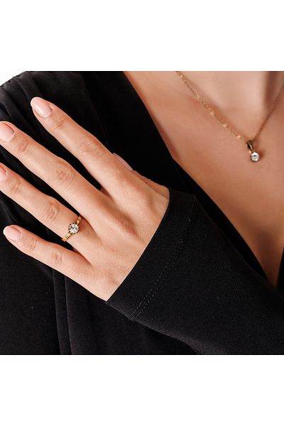 Atelier LEO Handmade Jewellery Classic Mini Tektaş Copper Handmade with Crystal Stone Women's Ring Without Blackening with Special Box