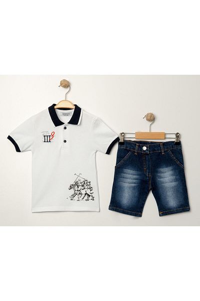 Chicsy Baby Stylish Lakos Soldier Pattern - Adjustable Waist Short Sleeve Shorts Kids and Baby Set Set of 2