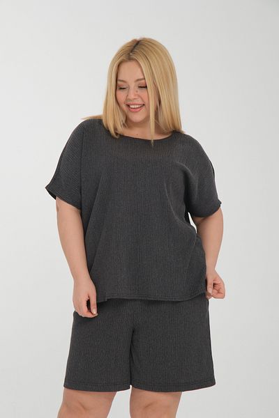 Dejabrew Jeans بلوزة بأكمام قصيرة ملفوفة مقاس كبير A052-1