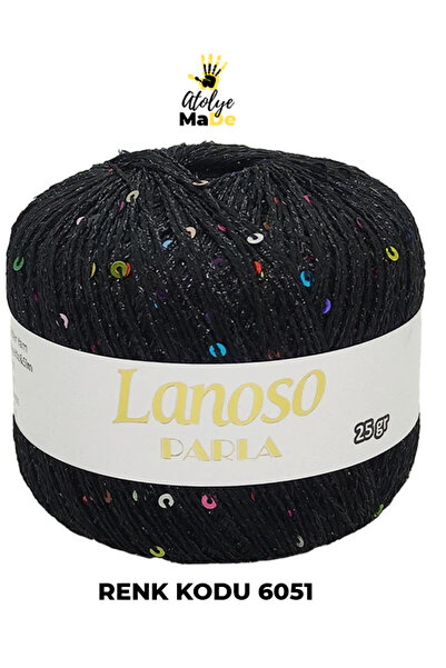 Lanoso Parla 6051 - Yumuşak Simli Pullu El Örgü İpi - %75 Glitter Yarn %25 Pa...