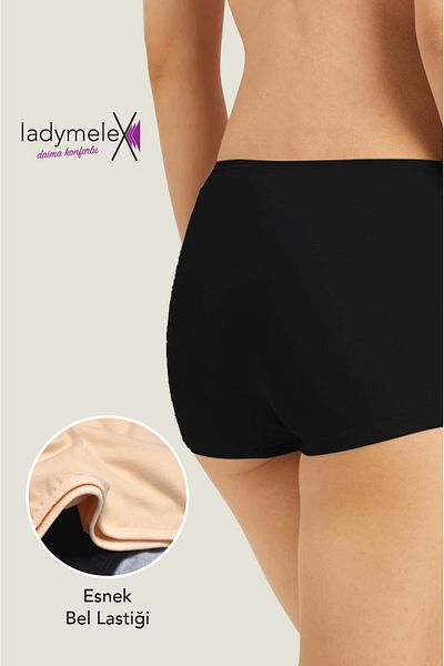 LadyMelex Pantaloni scurți de damă Boxer negru single, lenjerie și pantaloni scurți jambiere 100% țesătură moale